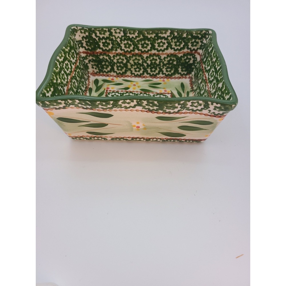 Temp-tations Old World Green Scalloped Edge Ceramic Baker